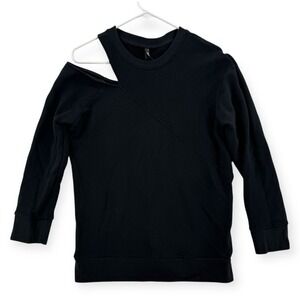 Victoria Sport Sweatshirt Womens Medium Black One Shoulder Cutout Pullover Top